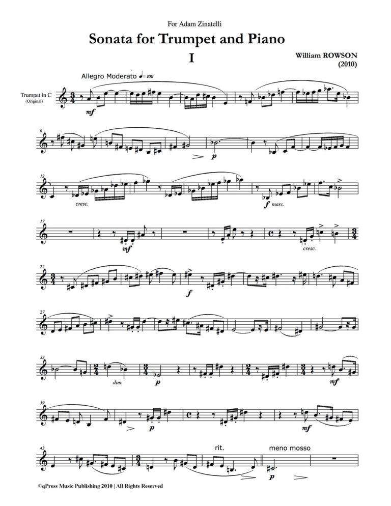 Rowson Sonata for Trumpet and Piano