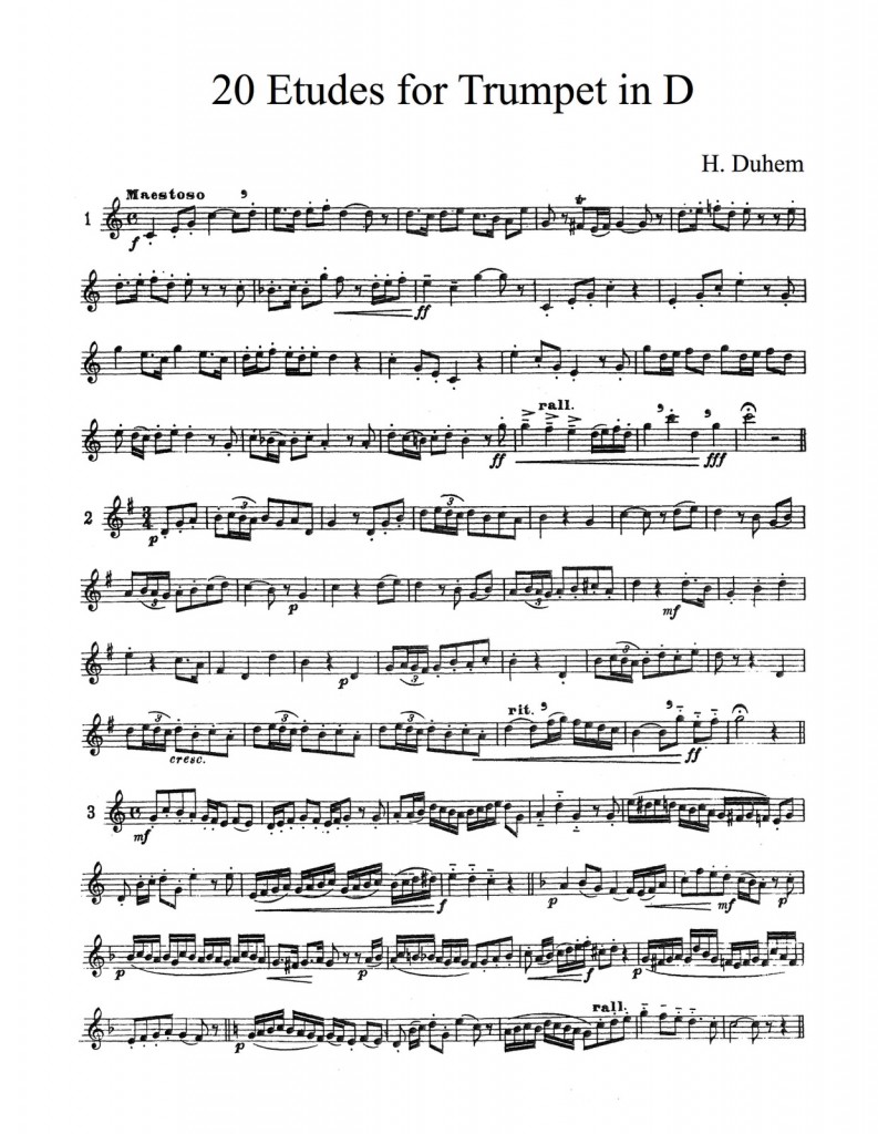 20 Etudes for Trumpet in D