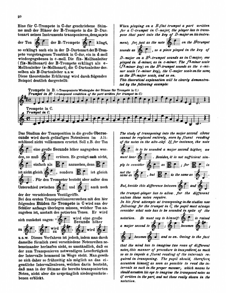 Liesering, Ludwig, Method of Transposition for Bb and A Trumpets 3