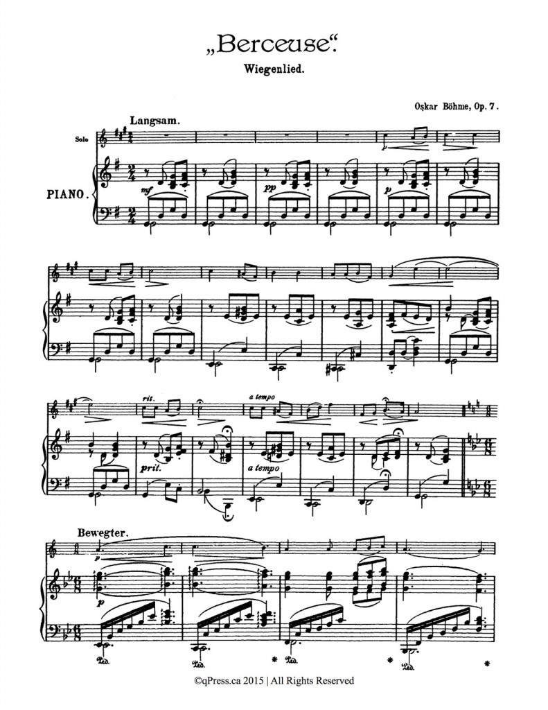 Bohme, Berceuse for Trumpet and Piano 2