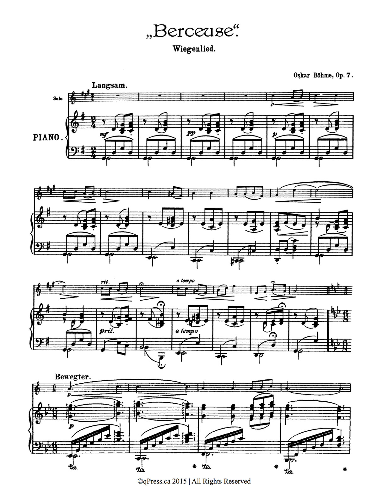 Berceuse for Trumpet and Piano