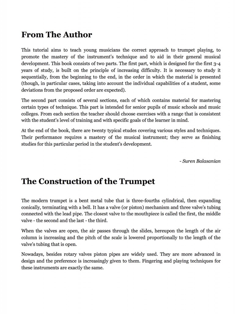 Balasanian, Trumpet Method Translation 1