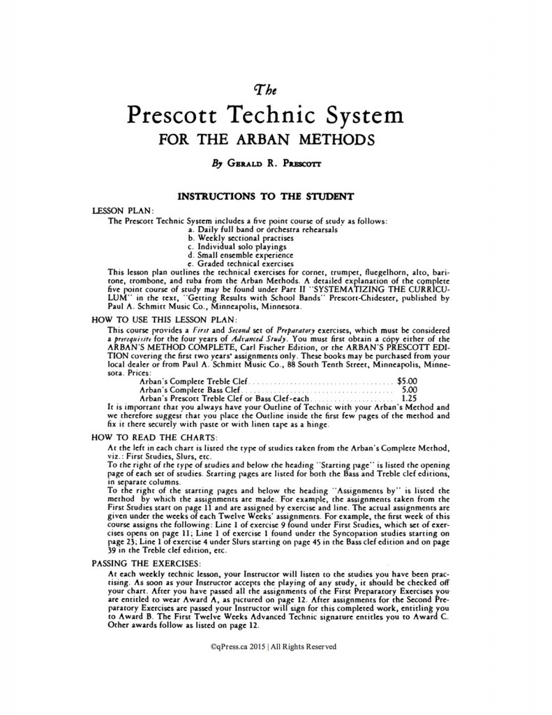 Prescott, Technic System, Arban Part 1 2
