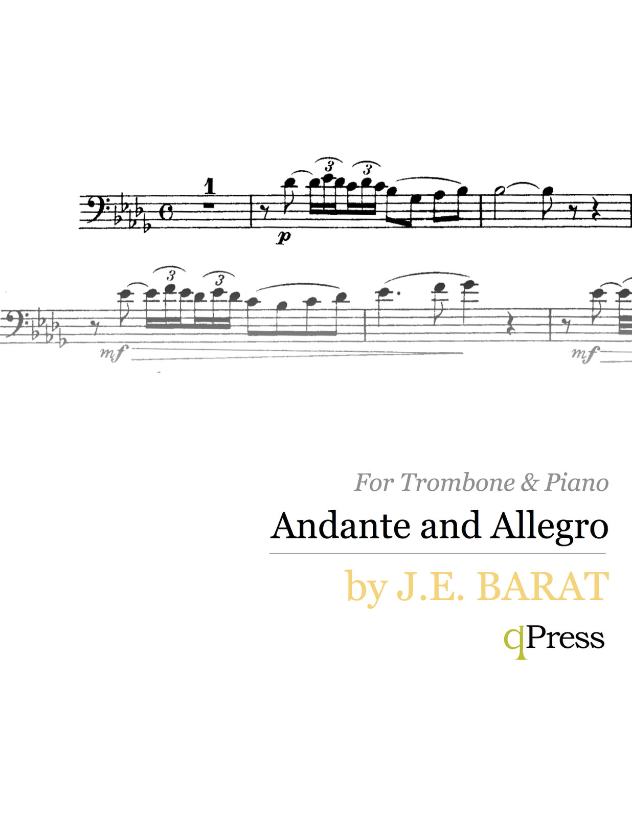 Andante And Allegro For Trombone And Piano By Barat J E Qpress