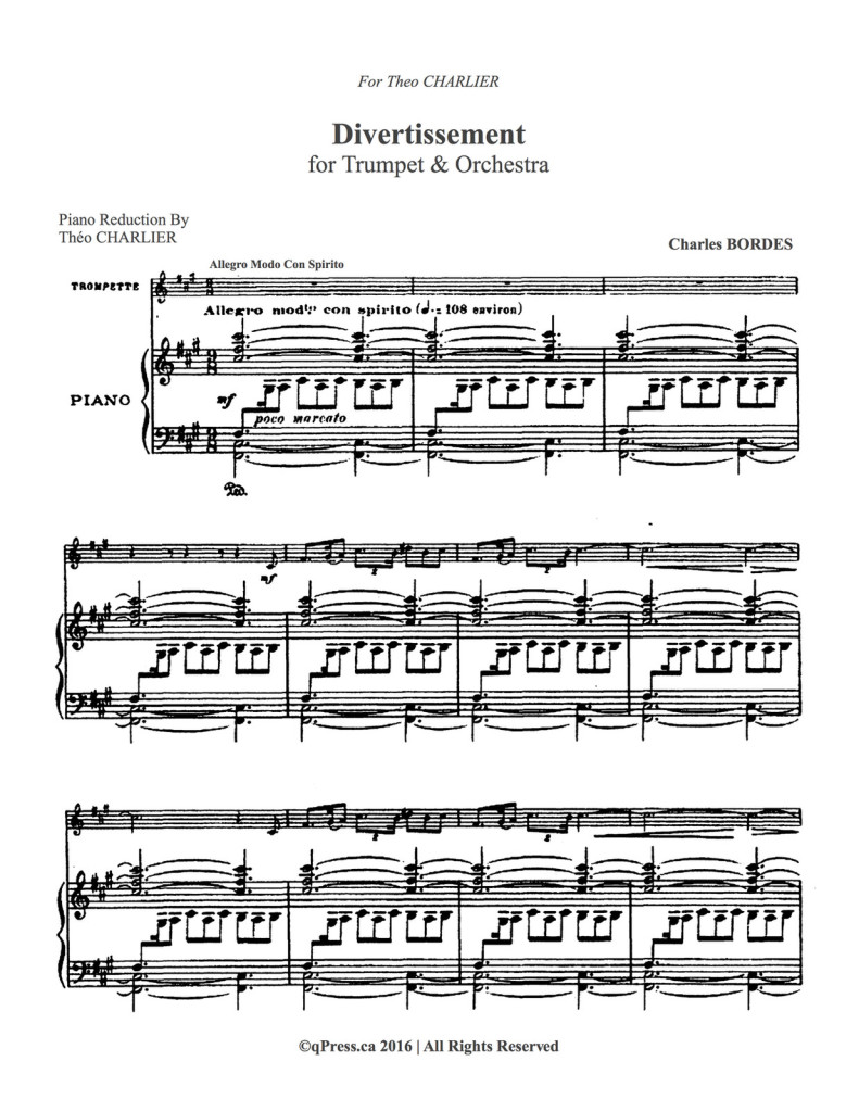 Bordes, Divertissement for Trumpet and Piano 3