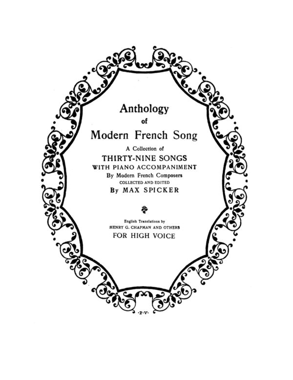 Spicker, Anthology of Modern French Song for High Voice