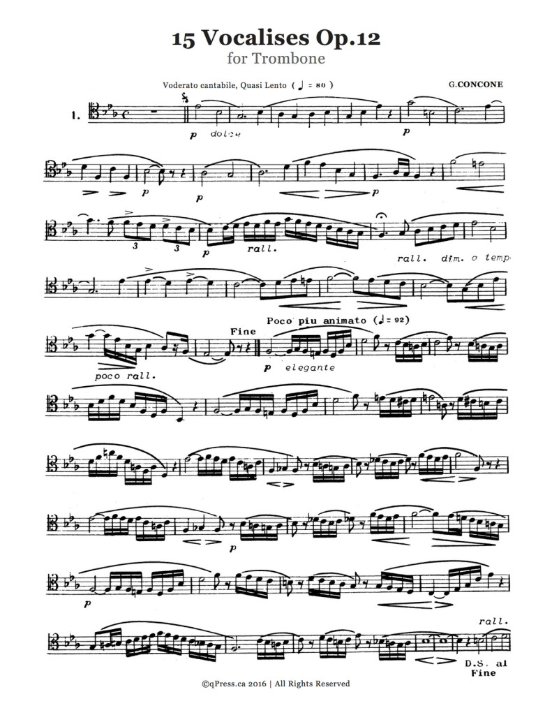 Concone, 15 Vocalises, Op.12 Trombone 2