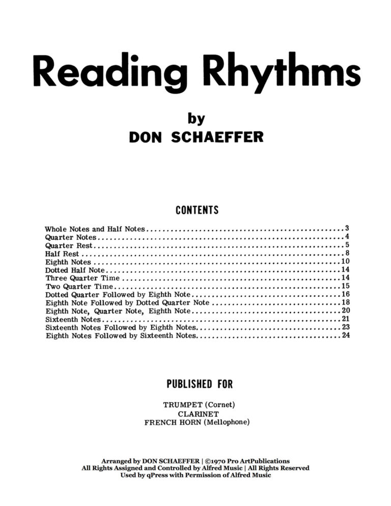 Schaeffer, Don, Reading Rhythms 2