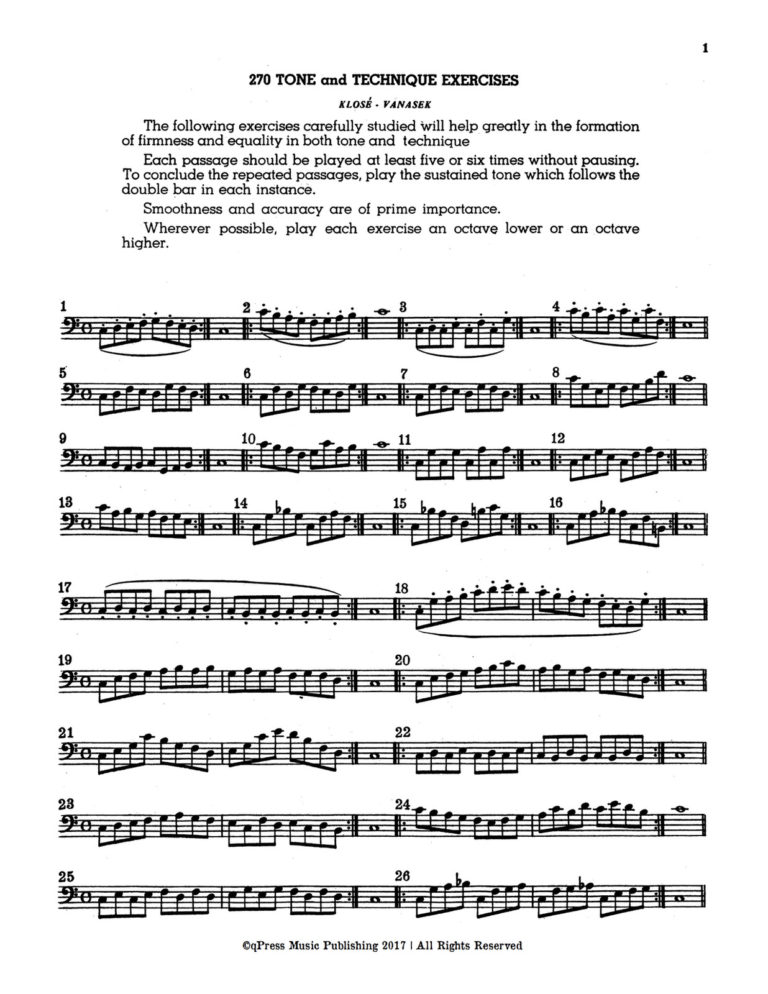 Klose-Vanasek, 270 Tone and Technique Exercises for Trombone, Baritone, or Tuba 2