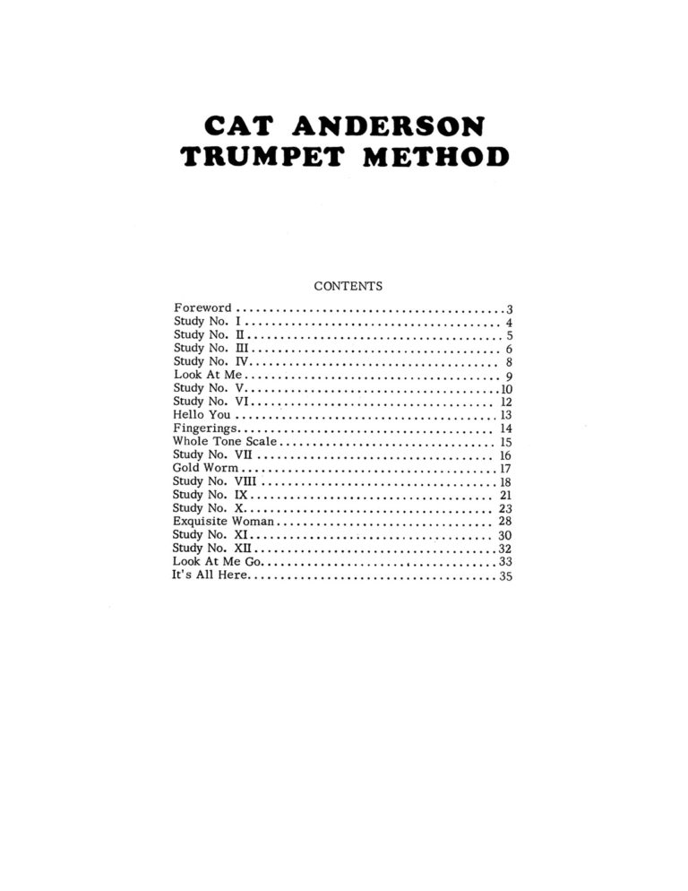 Cat Anderson Trumpet Method (a systematic approach to playing high notes)