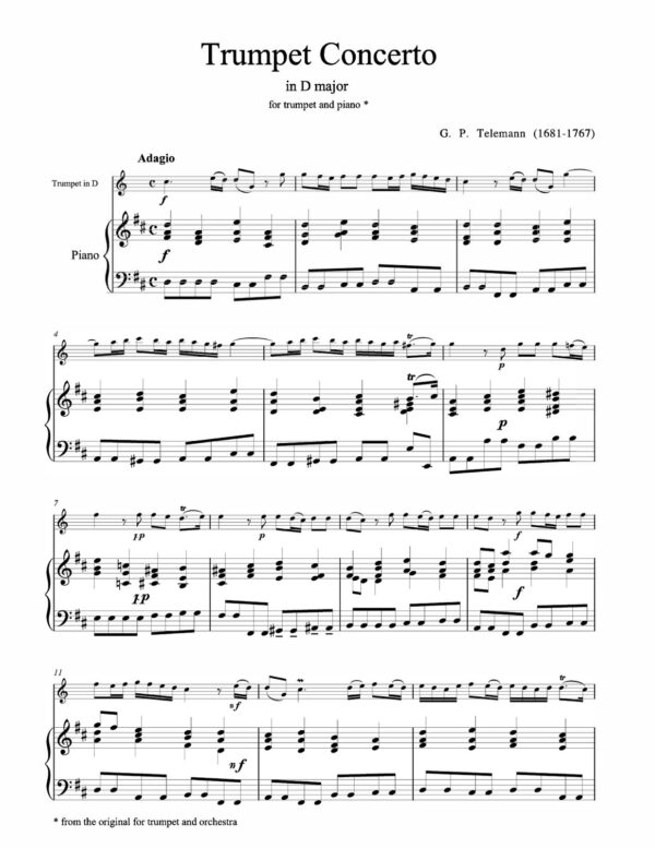 Telemann, Trumpet Concerto in D (Parts & Score)-p09