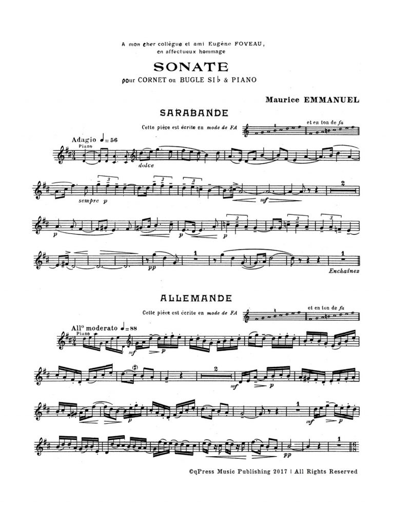 Emmanuel, Maurice, Sonata for Cornet and Piano-p03