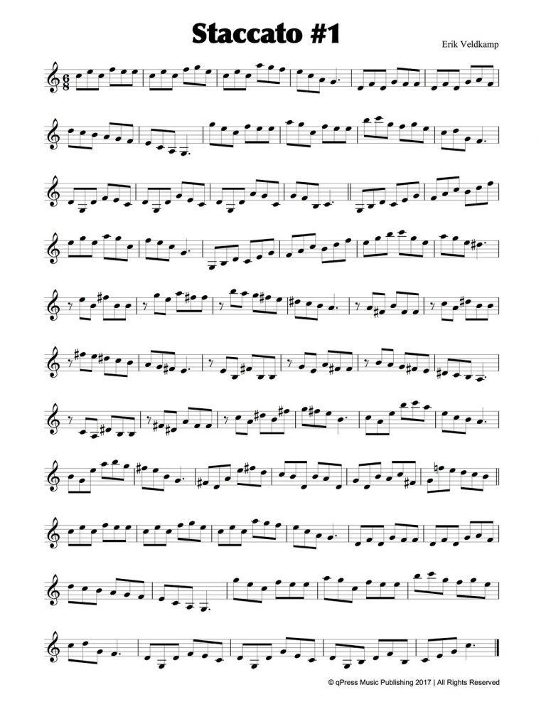20 Short Staccato Studies in Treble Clef