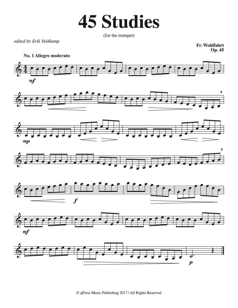 Veldkamp-Wohlfahrt, 45 Studies for Trumpet Op.45-p03