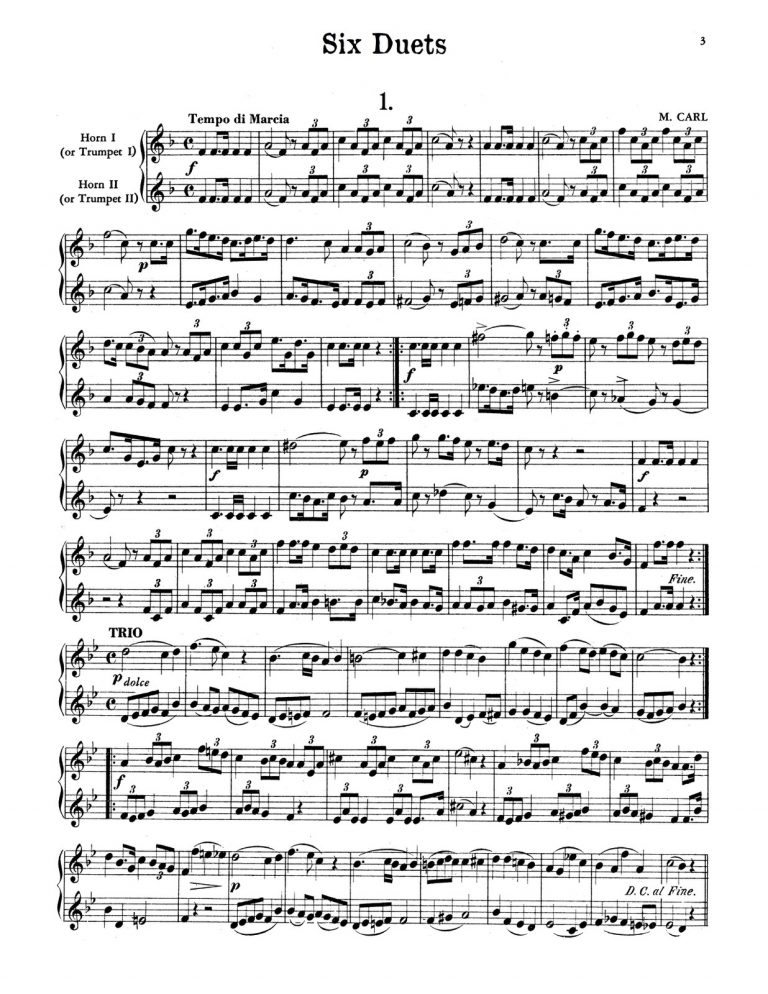 Carl, Six Duets for Two Horns or Trumpets-p03