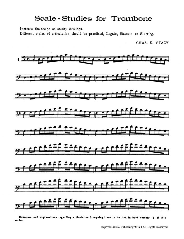 Stacy, Stacy's successful studies for trombone-p18