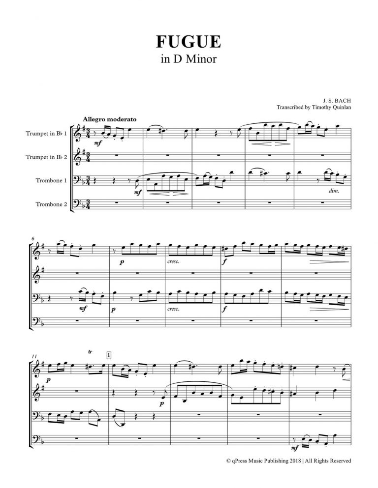 Bach, Fugue in D Minor (2 trumpets, 2 trombones)