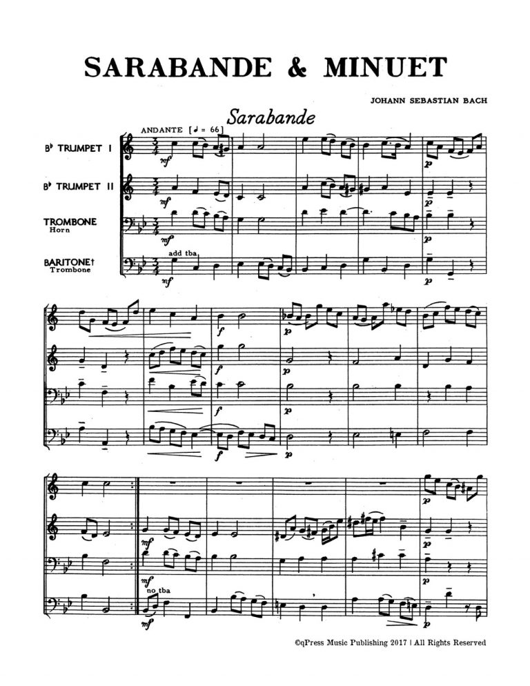 Bach, Sarabande and Minuet (Score and Parts) 2