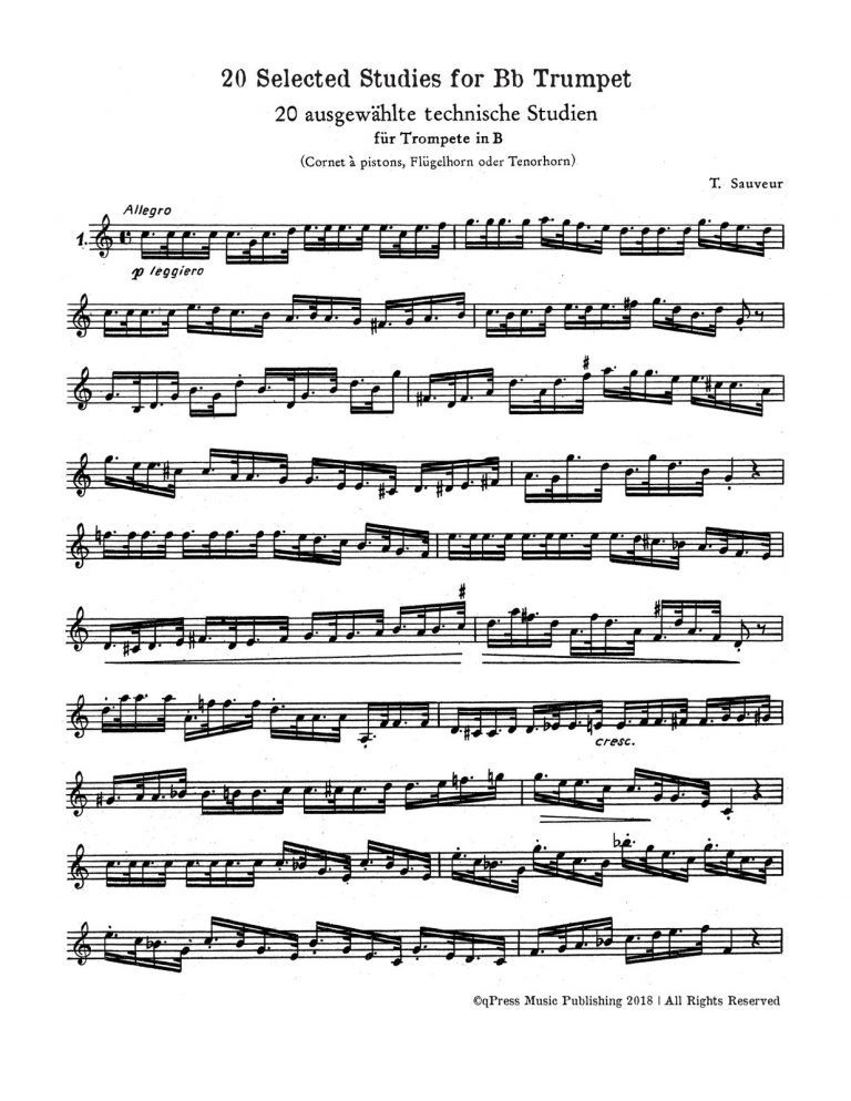 Sauveur, 20 Selected Studies for Bb Trumpet