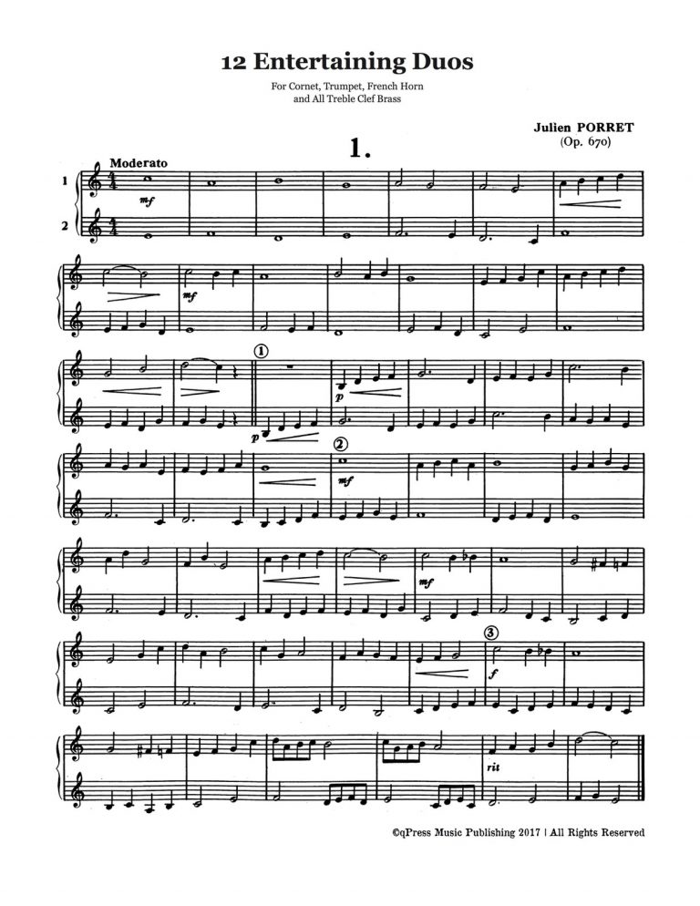 Porret, 12 Divertissements en Duos for Cornet, Trumpet, Bugle-p03