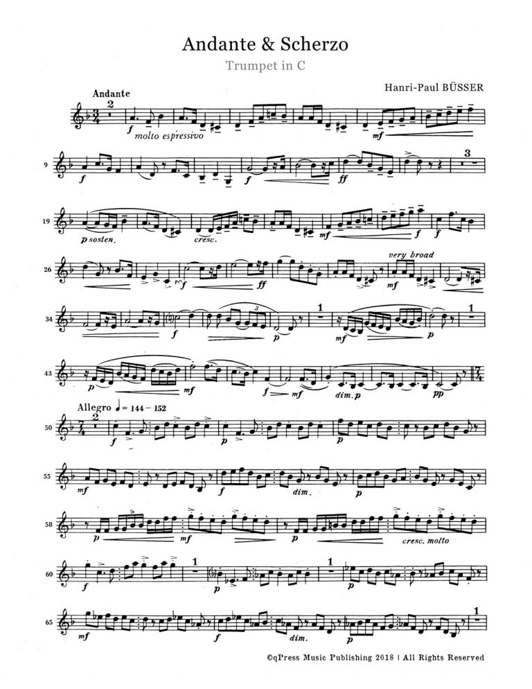 Brusser, Andante & Scherzo (Score and Part) 2