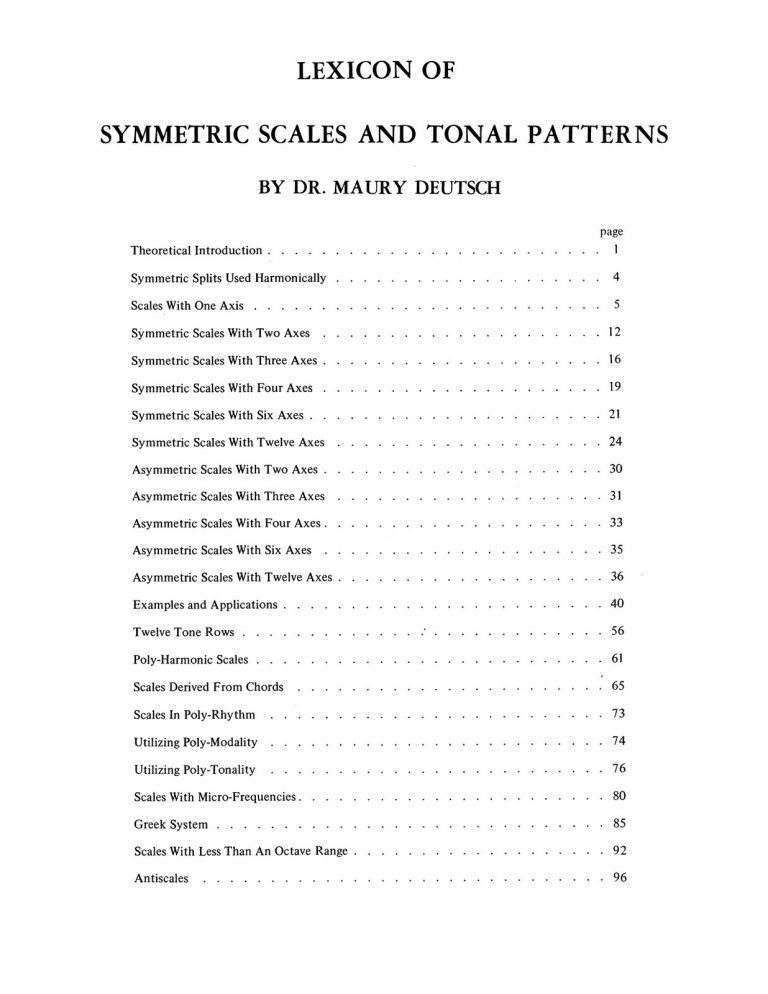 Lexicon of Symmetric Scales and Tonal Patterns