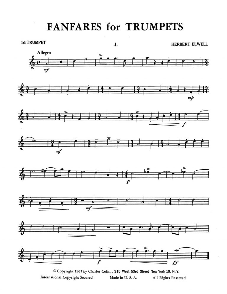 Elwell, Herbert, Fanfares Strictly for Trumpets-p07