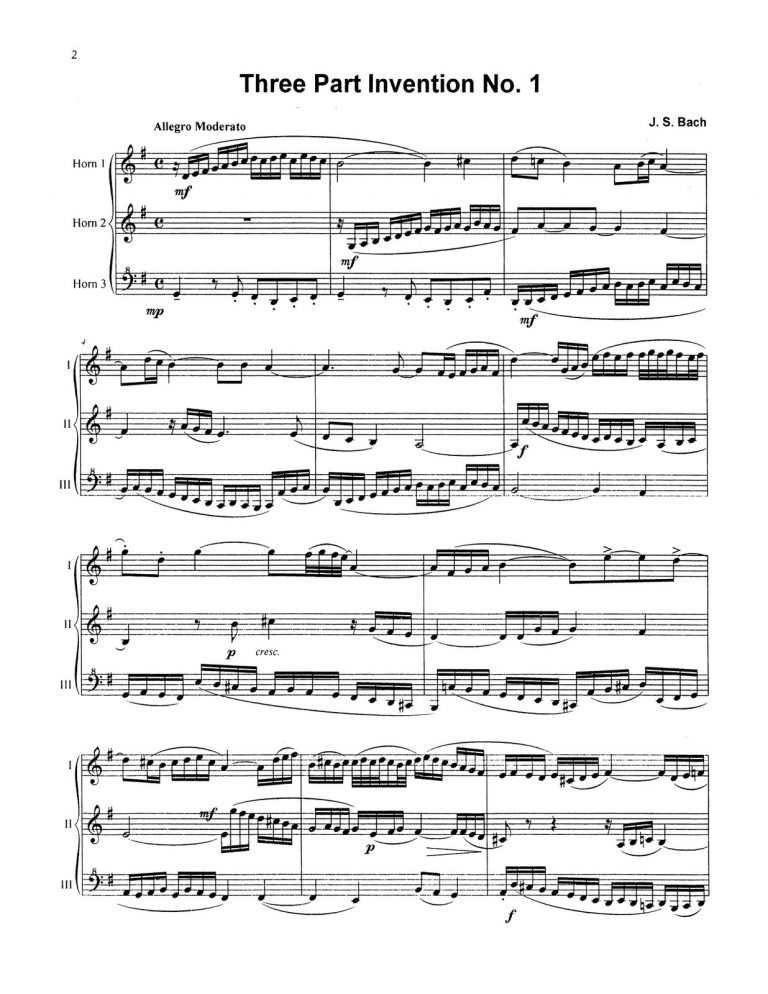 Barranco, 15 Three Part Bach Inventions for French Horn-p06