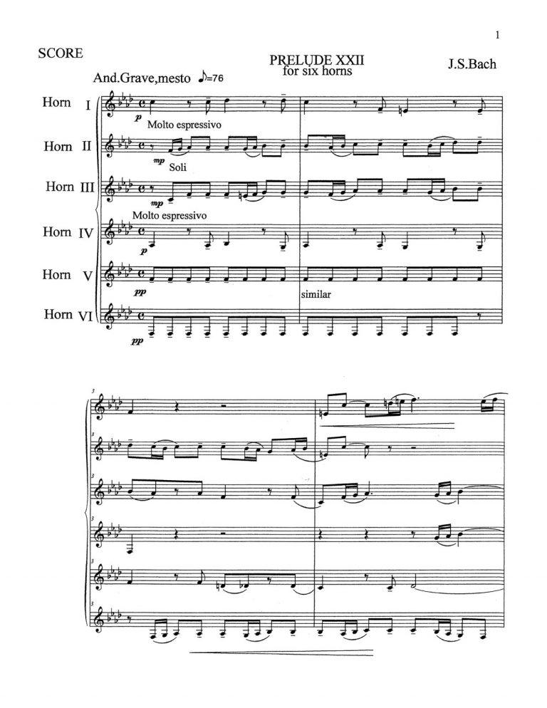 Barranco-Bach, Prelude & Fuge XXII for 6 Horns-p05
