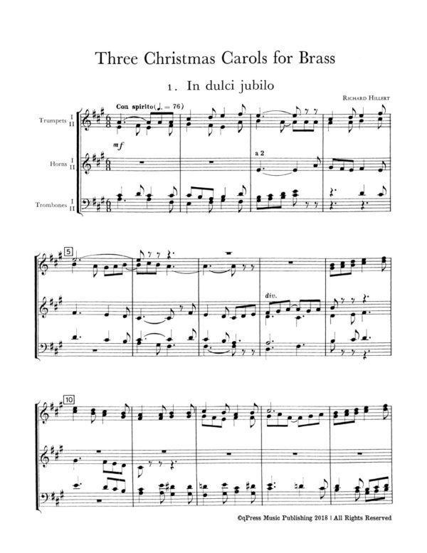 Hillert, Three Christmas Carols for Brass (Score and Parts)-p02