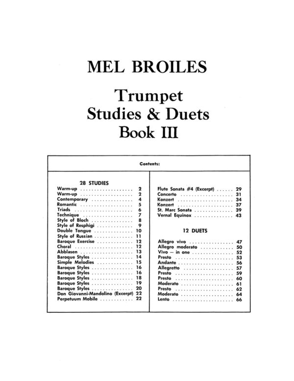 Broiles' Trumpet Studies & Duets Book 3