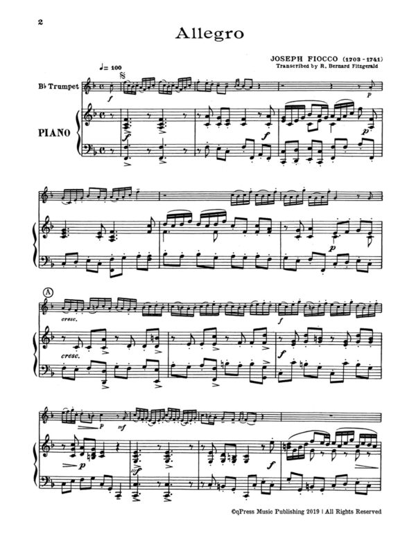 Fiocco, Allegro for Bb Trumpet and Piano-p3