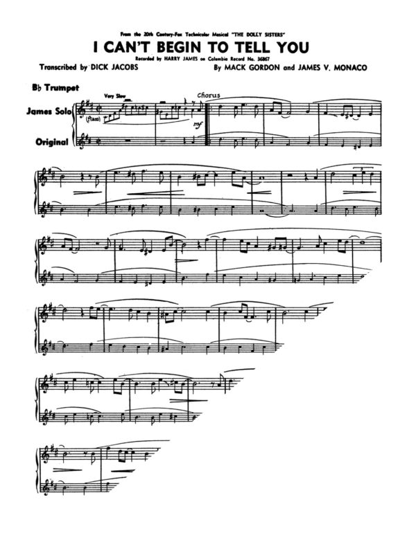 Harry James Trumpet Solo Folio No.1
