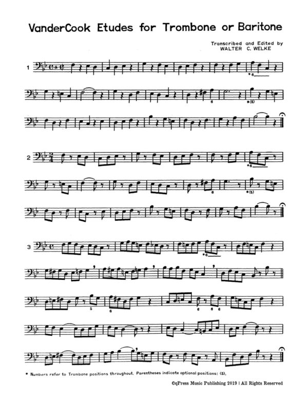 Etudes for Trombone or Baritone