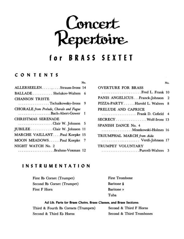 Various, Concert Repertoire for Brass Sextet (Score and Parts)-p003
