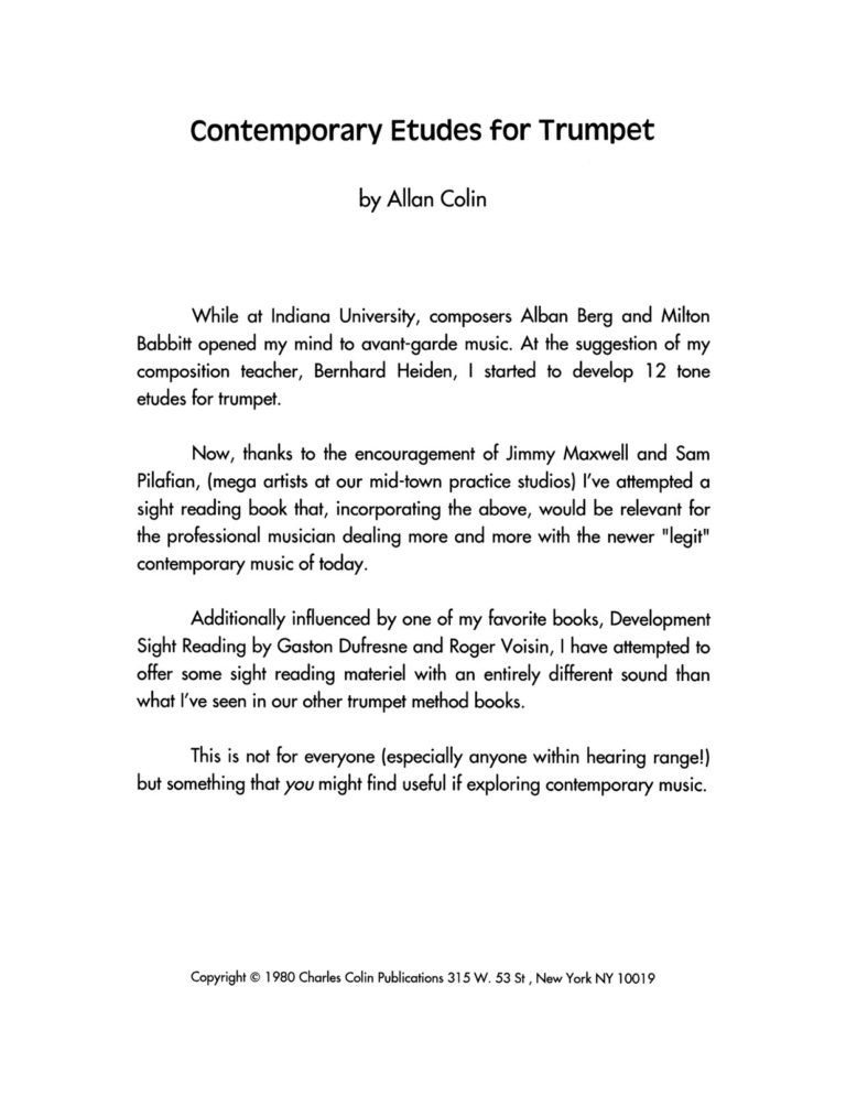 Colin, Allan, Contemporary Etudes for Trumpet-p03