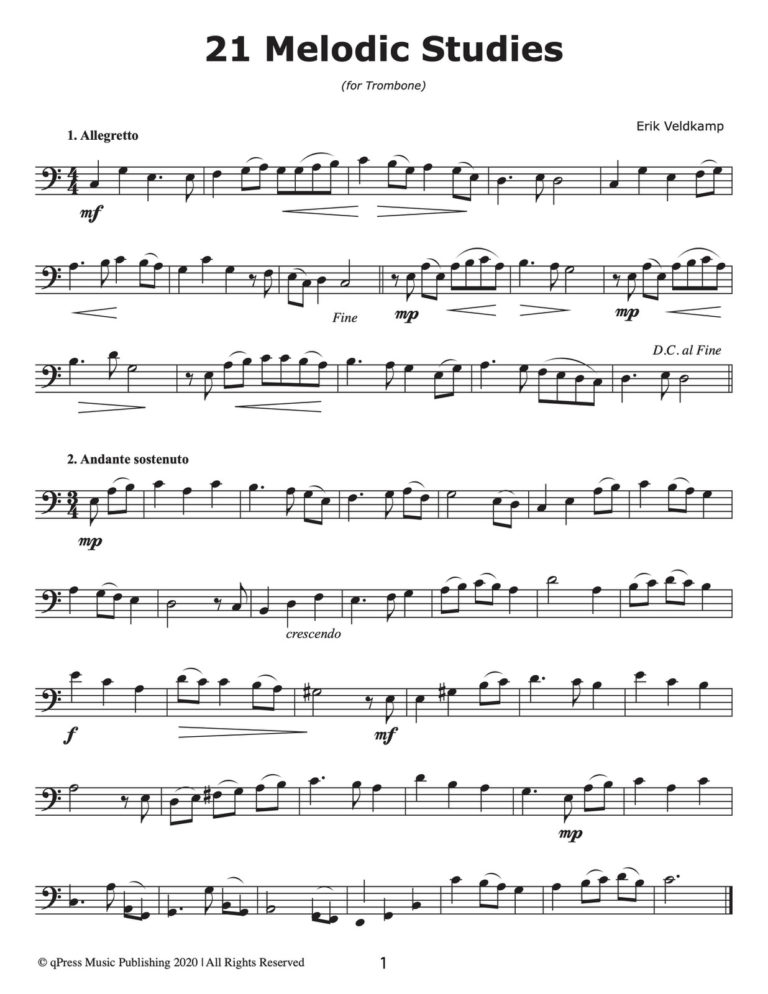 21 melodic Studies for Trombone