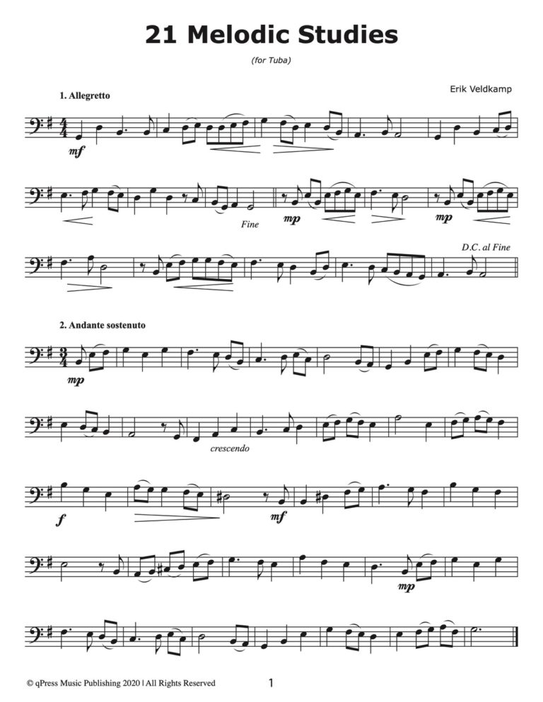 Veldkamp, 21 melodic Studies for Tuba-p03