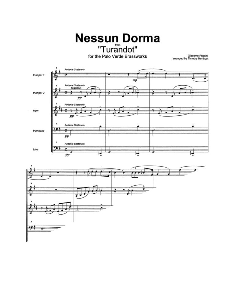 Puccini arr. (Quintet) Nessun Dorma from TurandotNorthcut-p13-p1-1