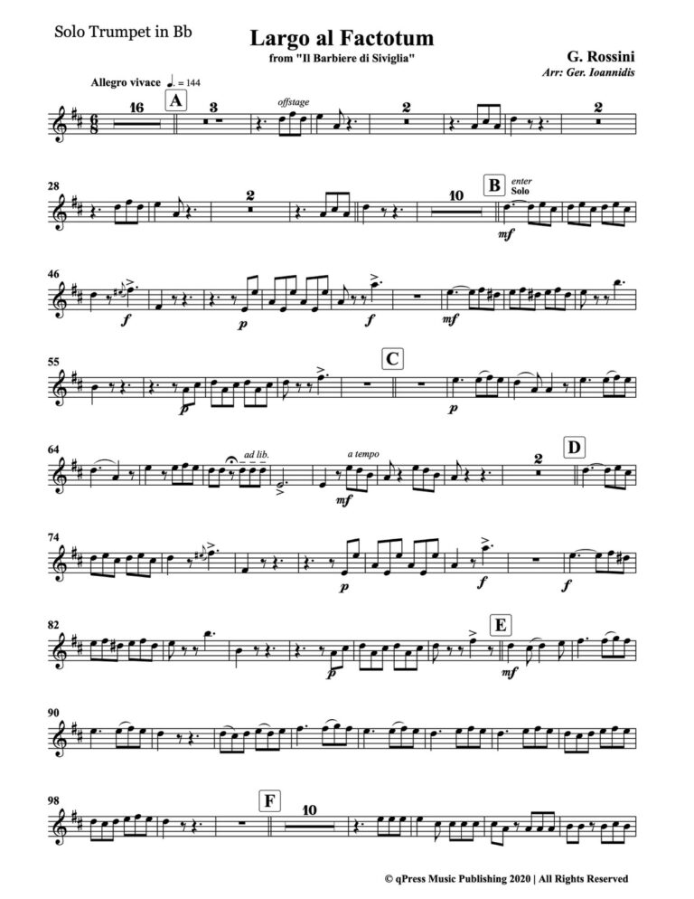 Rossini, Largo al Factotum for Trumpet and Band-p003