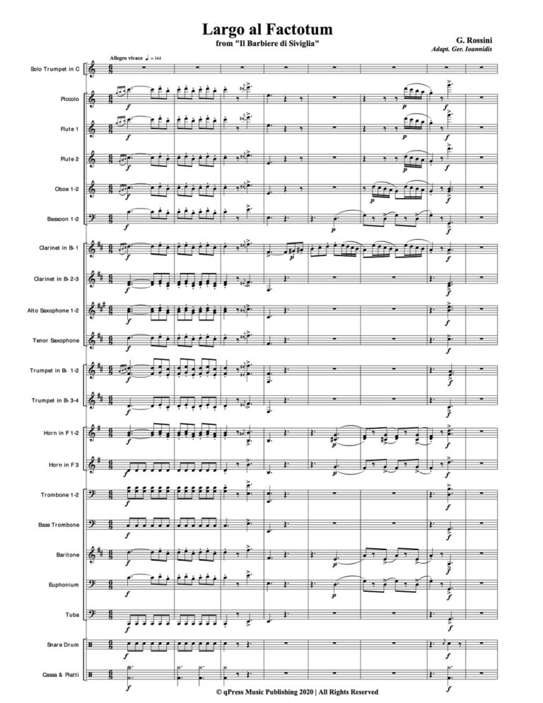 Rossini, Largo al Factotum for Trumpet and Band-p081