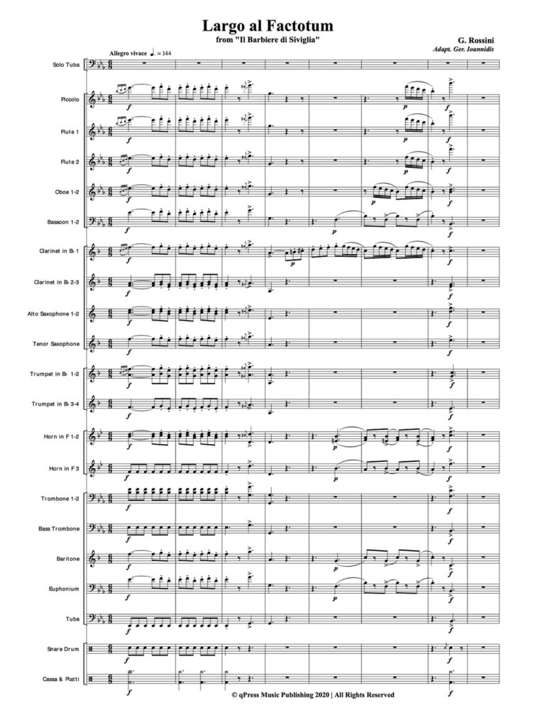 Rossini, Largo al Factotum for Tuba and Band-p083