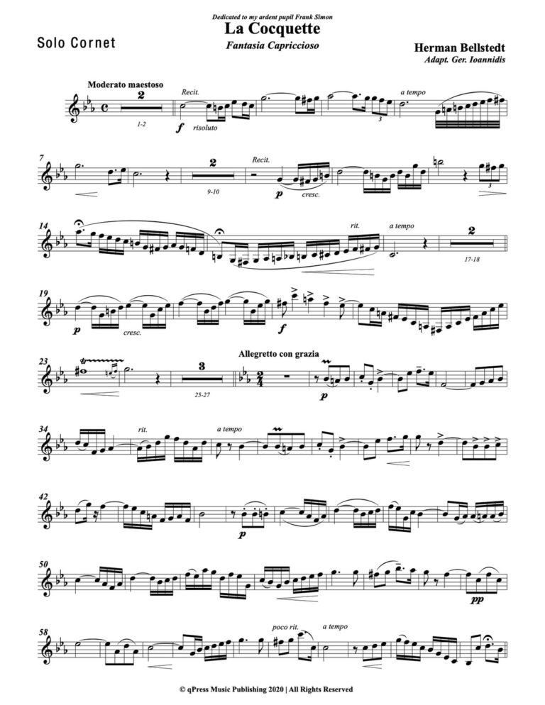 Bellstedt, La Cocquette for Cornet and Wind Ensemble-p003