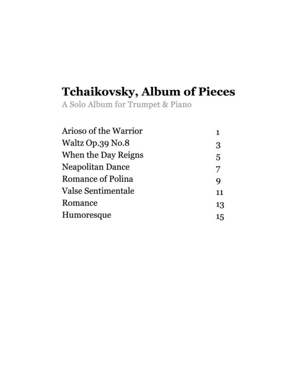 Tchaikovsky's Album of Pieces (For Trumpet & Piano)