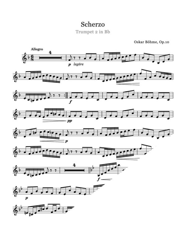 Bohme, Scherzo for Two Trumpets and Piano-p07