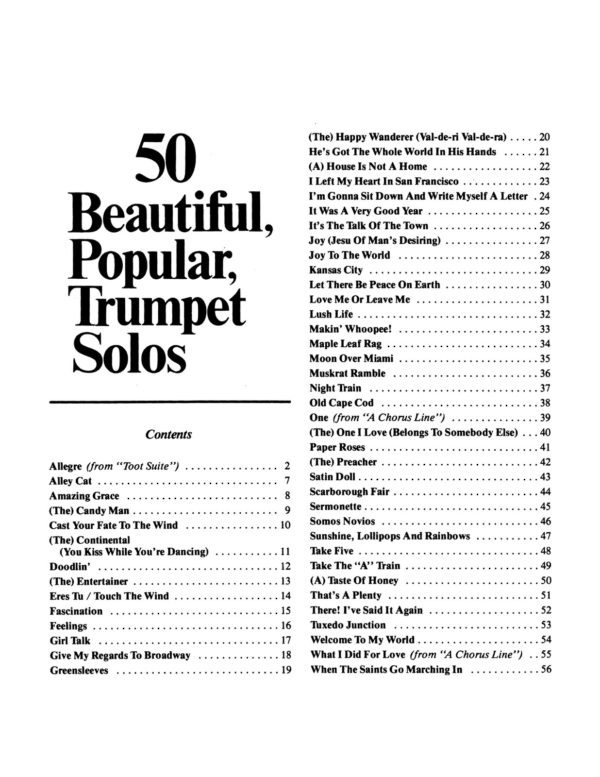 50 Beautiful Popular Trumpet Solos
