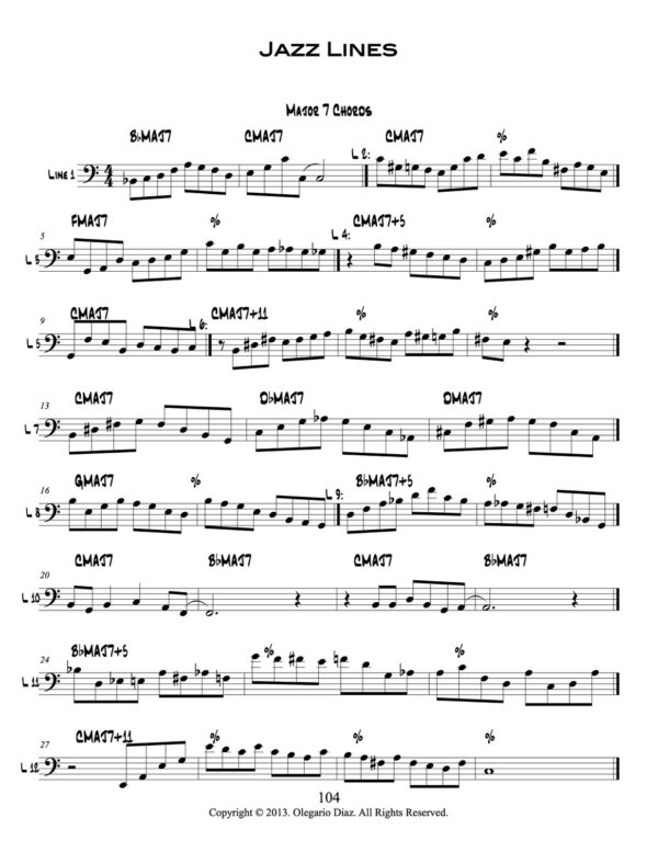 220 Chromatic Exercises & 1165 Jazz Lines For The Modern Improviser (Bass Clef)