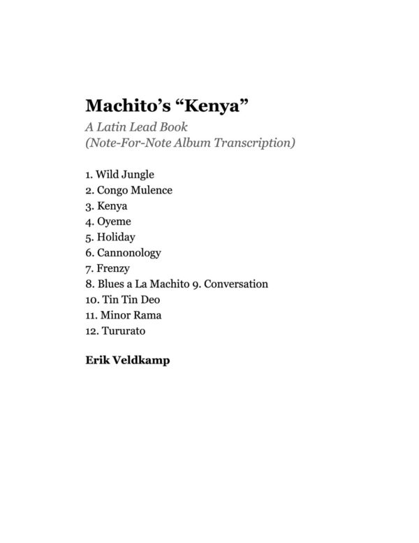 Machito's "Kenya" Lead Book Transcription