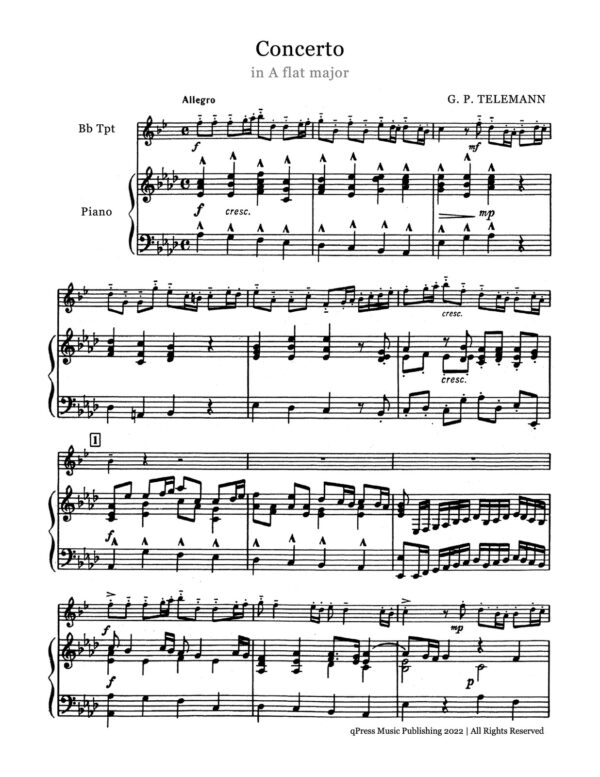 Telemann, Concerto in A flat major for Trumpet and Piano-p07