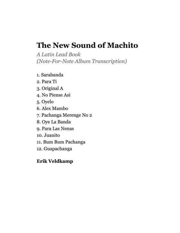 "The New Sound of Machito" Lead Book Transcription